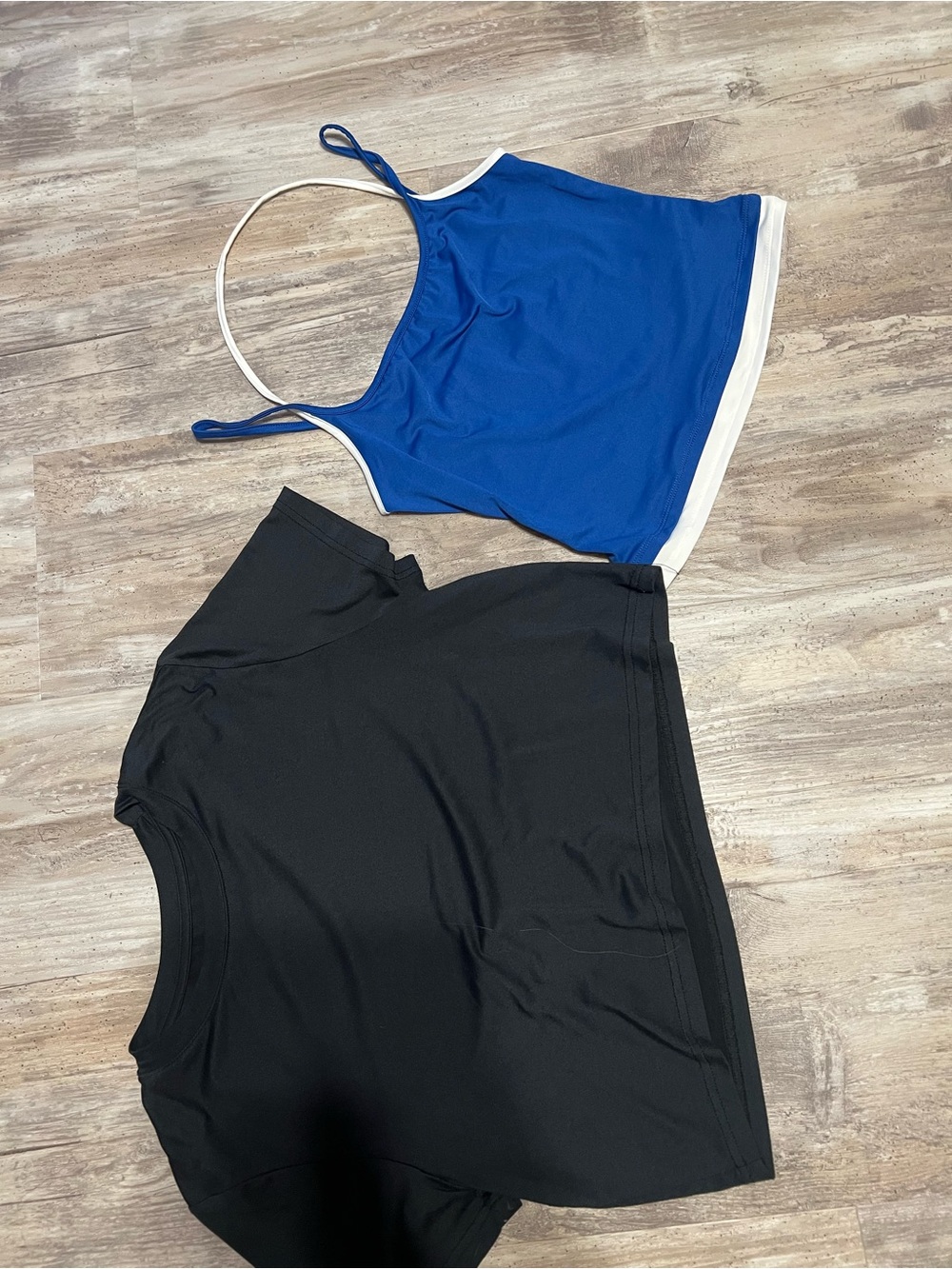 Blue Contrast-Trim Tank Top & Black Short Sleeve Tee (2-Pack)